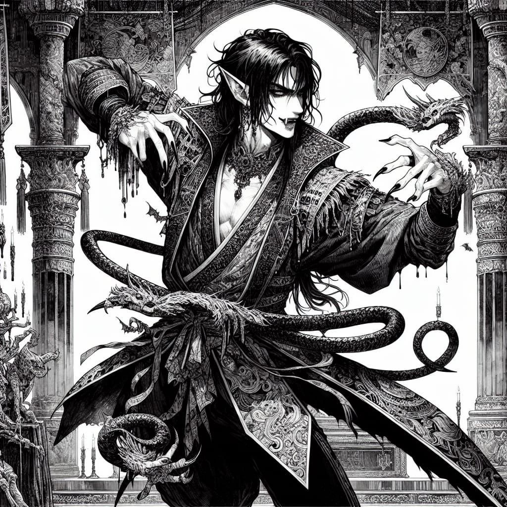 Vampire Contortionist Dancer in Future Fantasy Setting