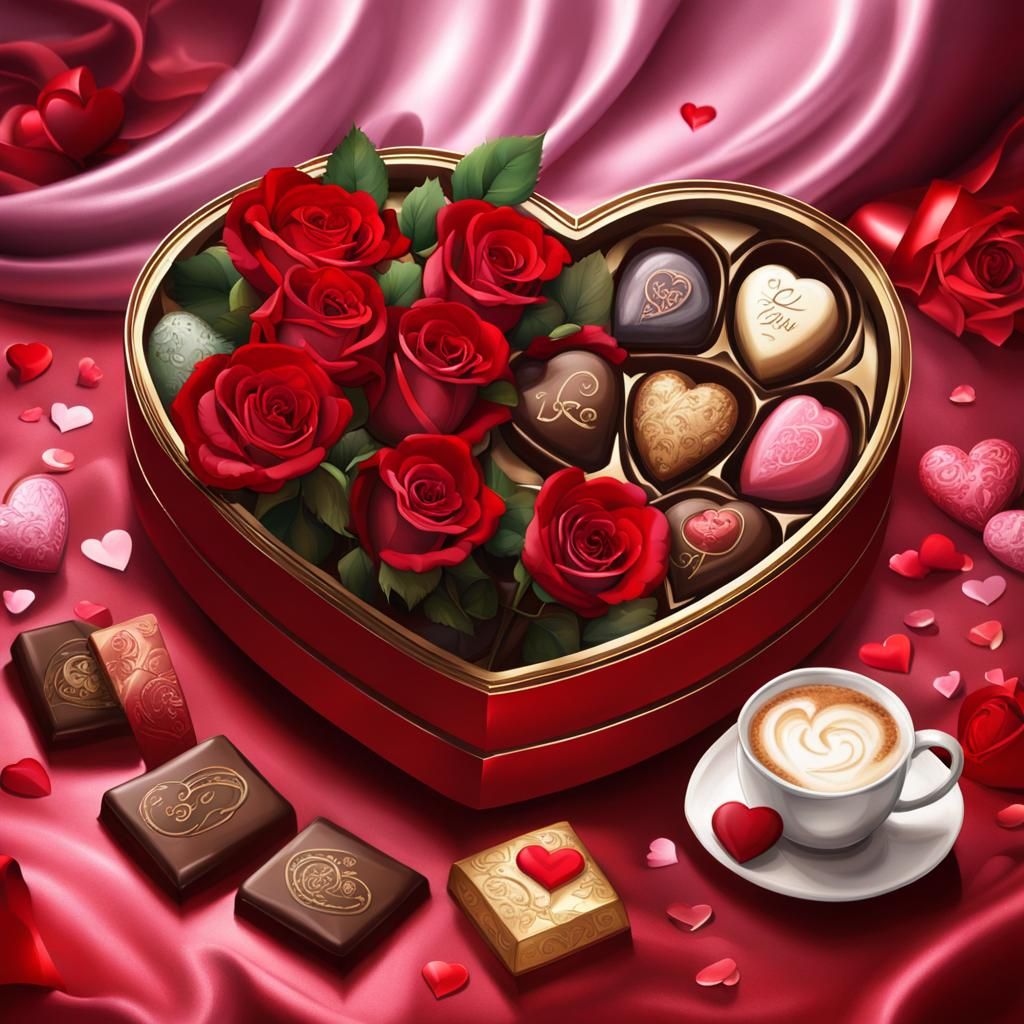 Valentine's Day Chocolates and Roses Still Life