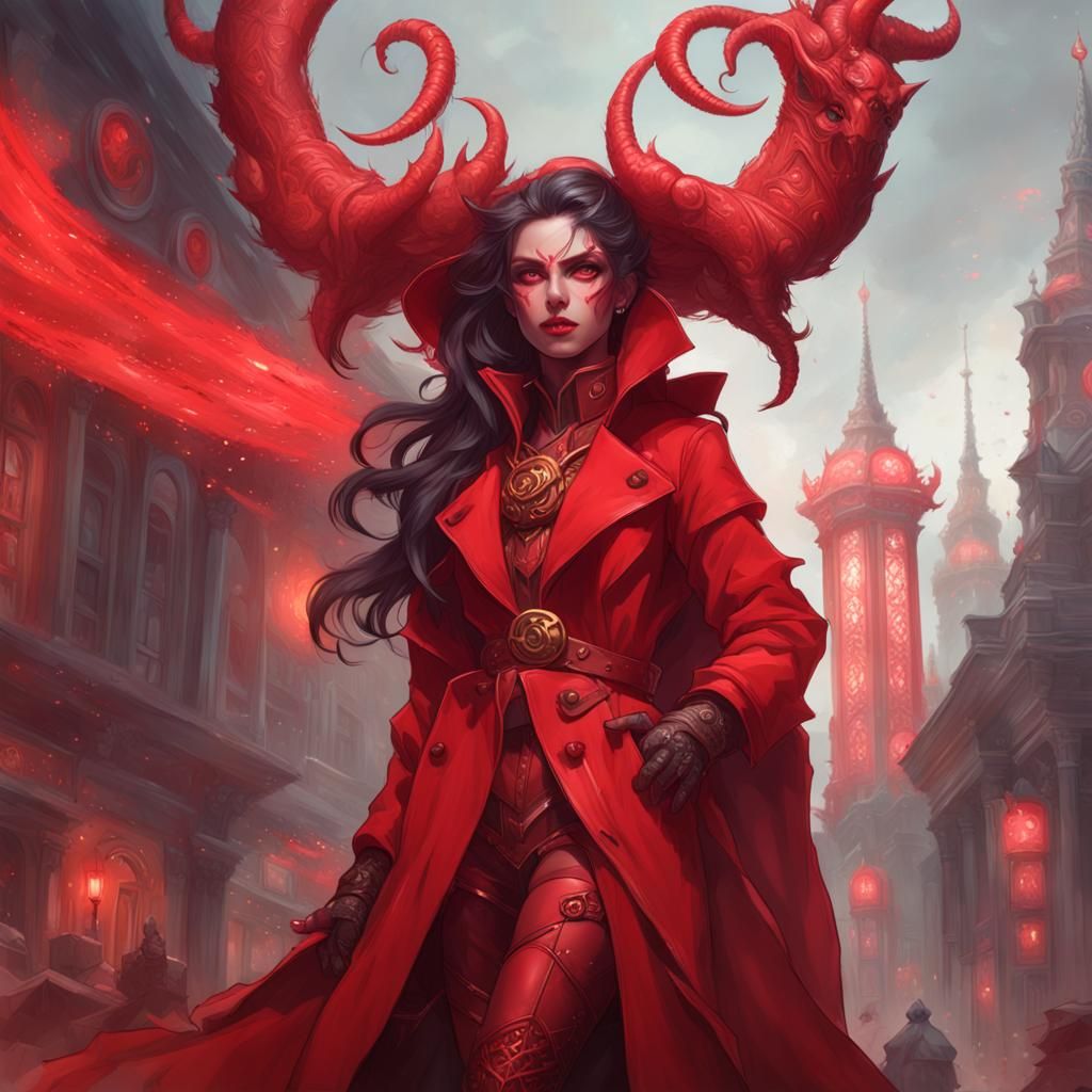 Demon Woman Portrait in Hyperdetailed Style