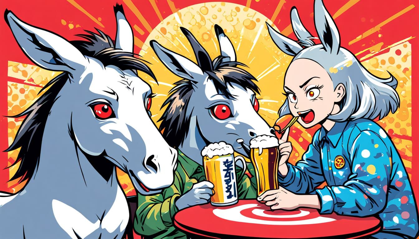 Vibrant Pop Art Donkey at Osaka Castle