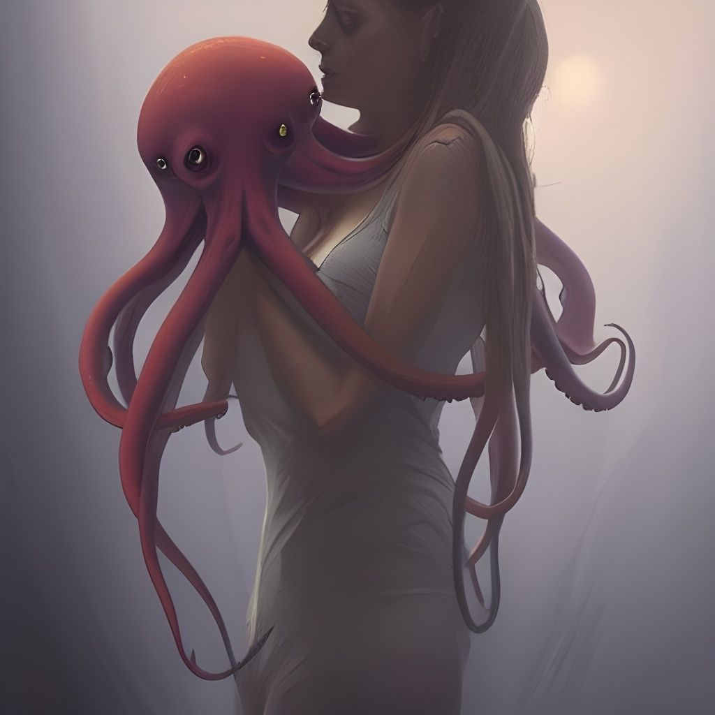 Octopus' Sinister Embrace: Detailed Greg Rutkowski Style