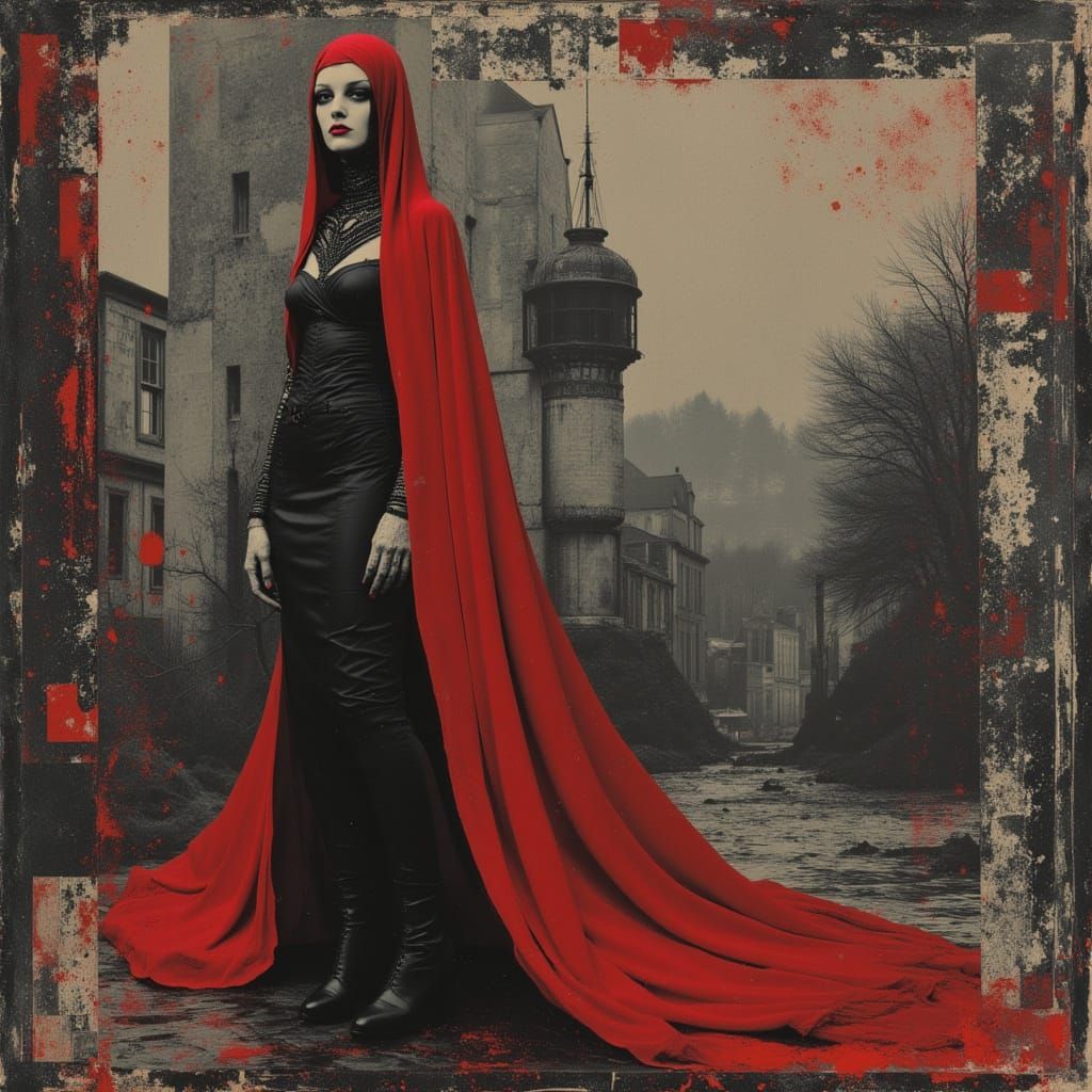 Nordic Punk Alien Female in Crimson Robes