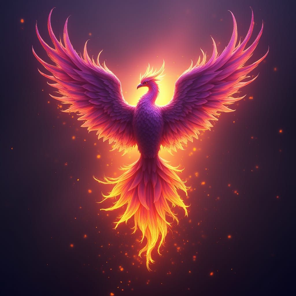 Fiery Phoenix Rising: Dark Fantasy Concept Art