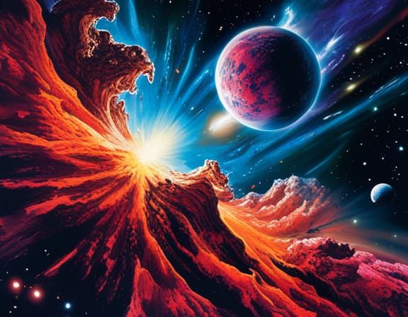 Alien Spaceship Bursts Through Wormhole Near Eagle Nebula