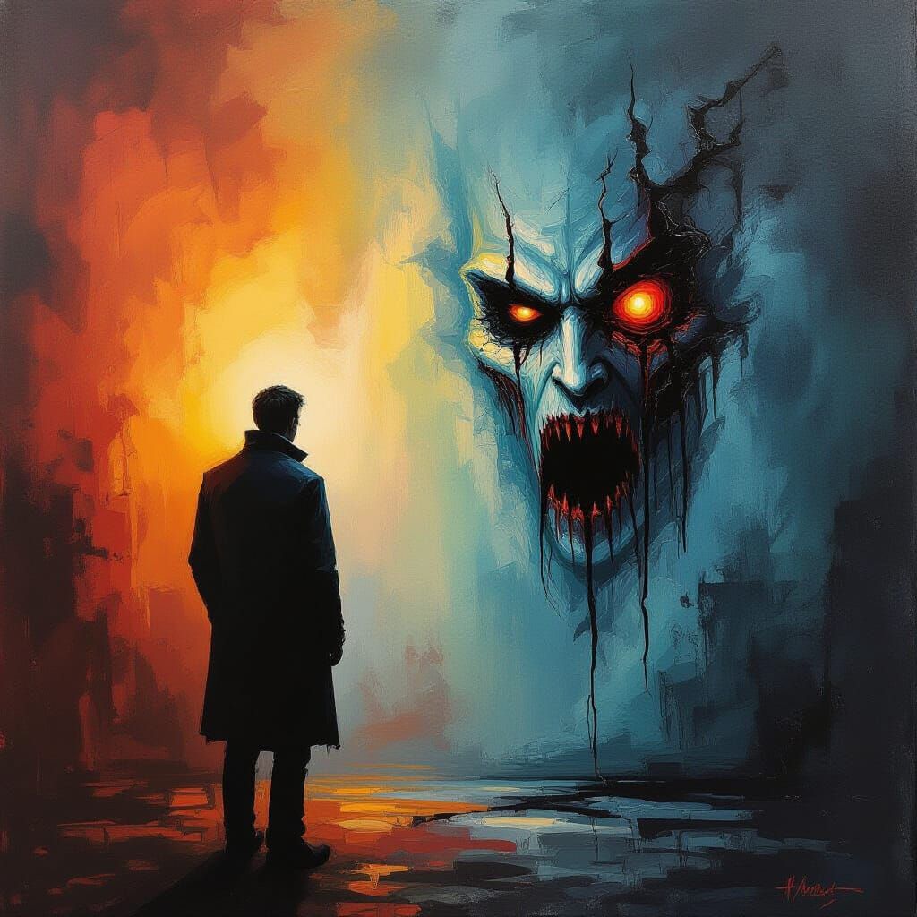 Ominous Action Painting with Hidden Secrets