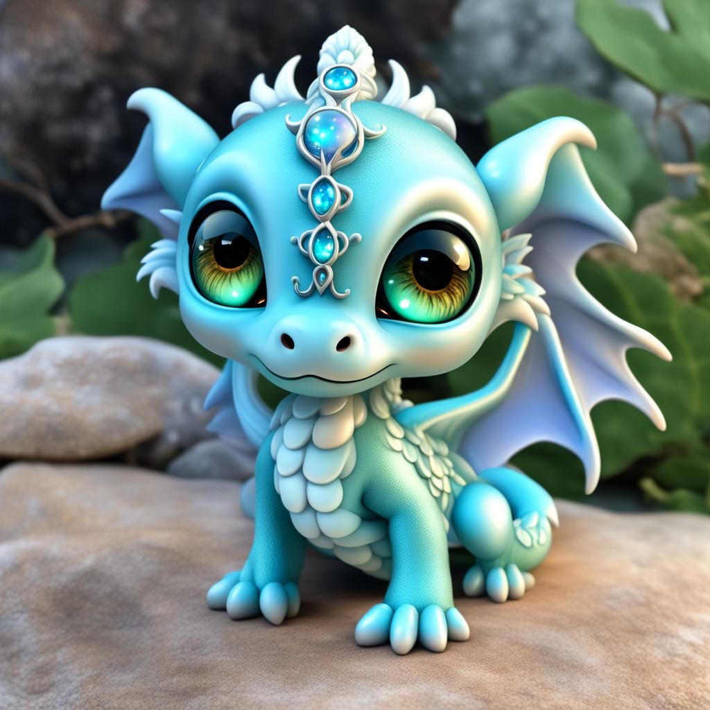 Adorable Chibi Baby Dragon with Glowing Eyes