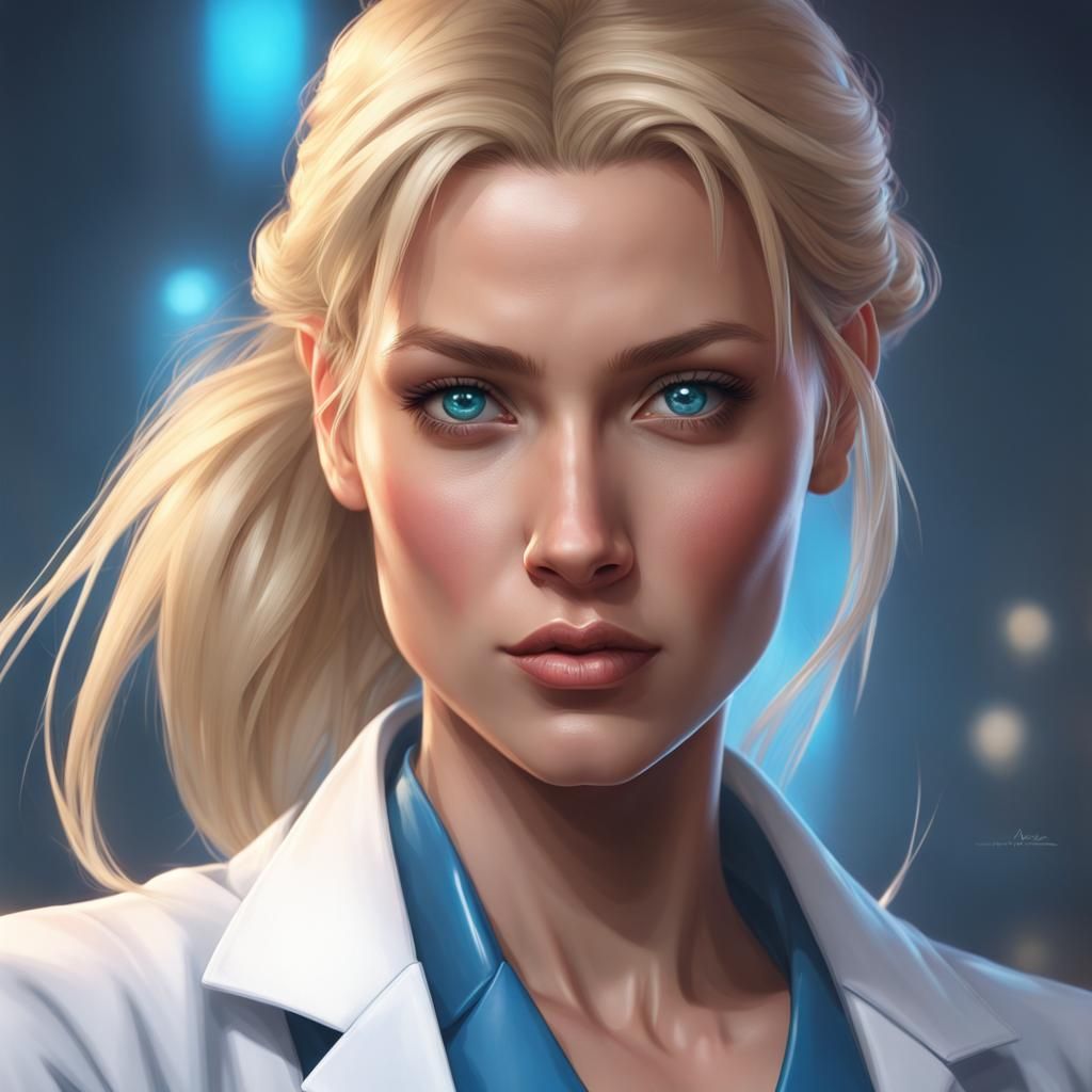 Detailed Superhero Portrait in Art Nouveau Style