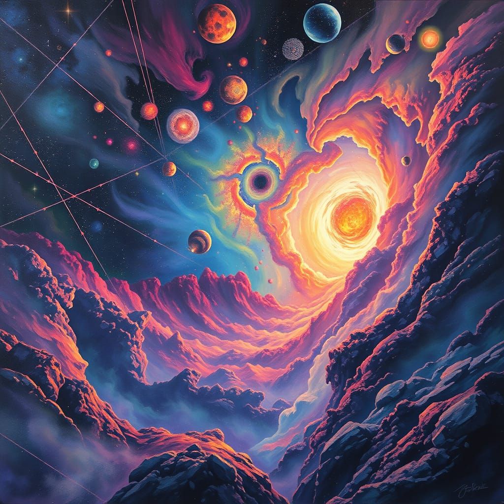 Cosmic Multiverse Vortex in Vibrant Iridescent Colors