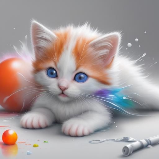 Hyperrealistic Kittens in Ethereal Graffiti Art Style