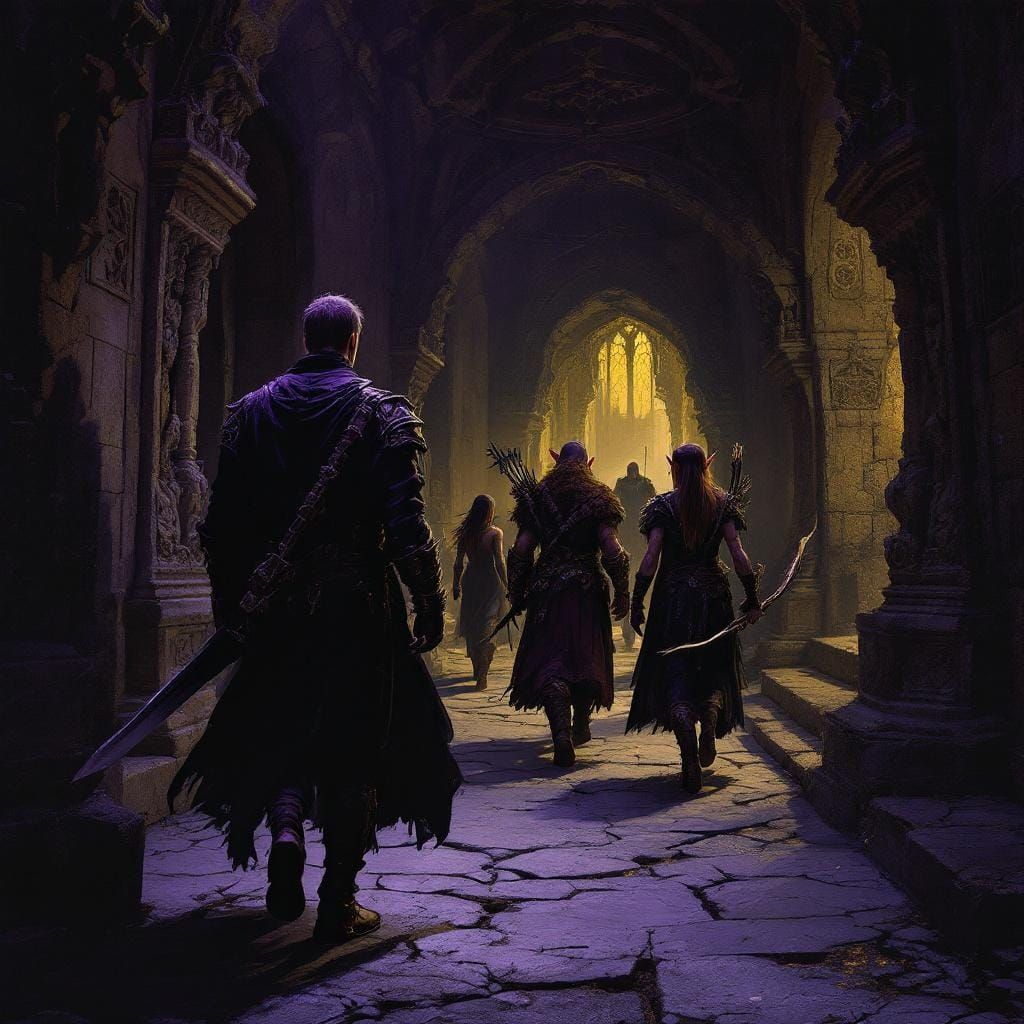 Adventurers in Dark Castle, Hyperdetailed Digital Art