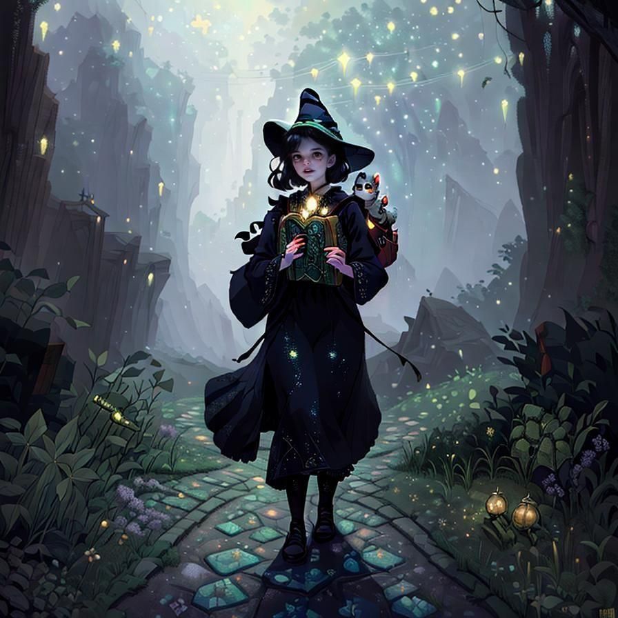 Young Witch Walks to Magic Academy