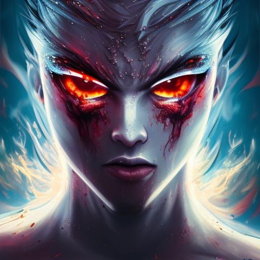 Hyperrealistic Burning Eyes in Dramatic Light