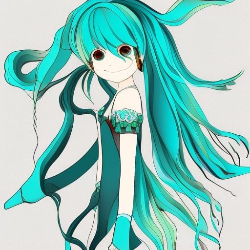 Hatsune Miku with Abstract Fractal Elements