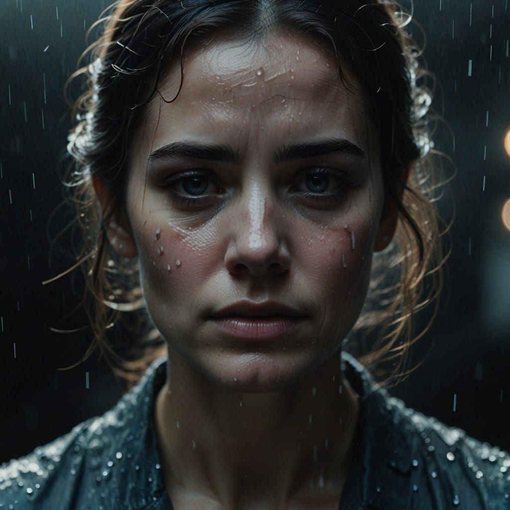 Moody Portrait of a Woman in Tears