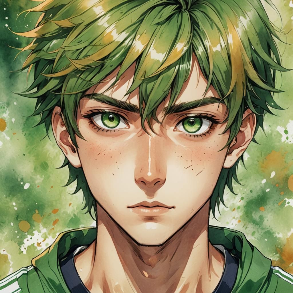 Handsome Boy Portrait in Manga Style with Anime Details