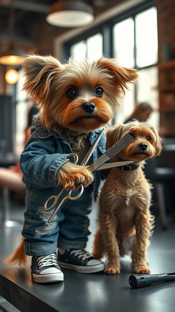 Cute Dog Groomer in Urban Hair Salon