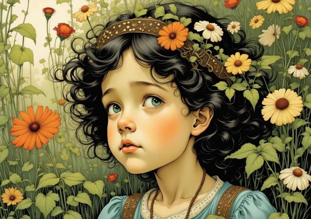 Enchanted Dreamer in a Whimsical Illustration