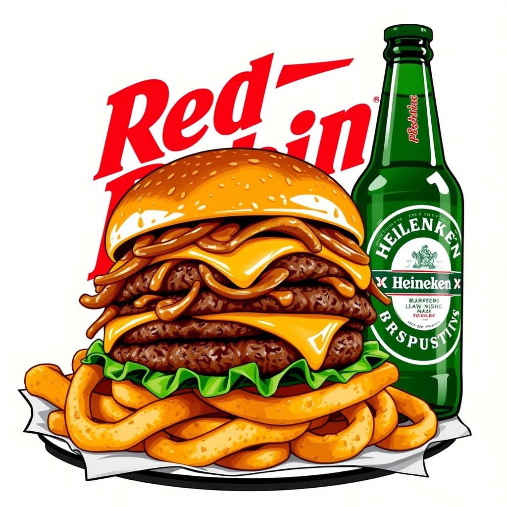 Nostalgic Diner Scene with Juicy Burger and Beer