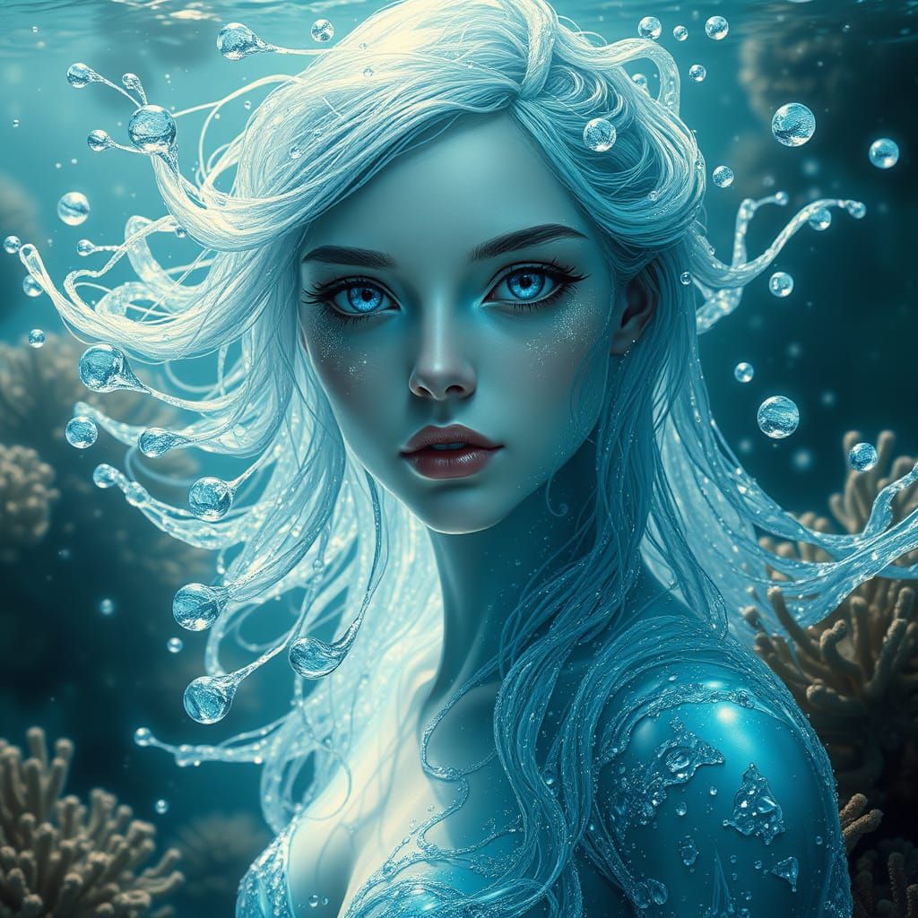 Water Elemental: Surrealist Digital Painting with Liquid Mer...