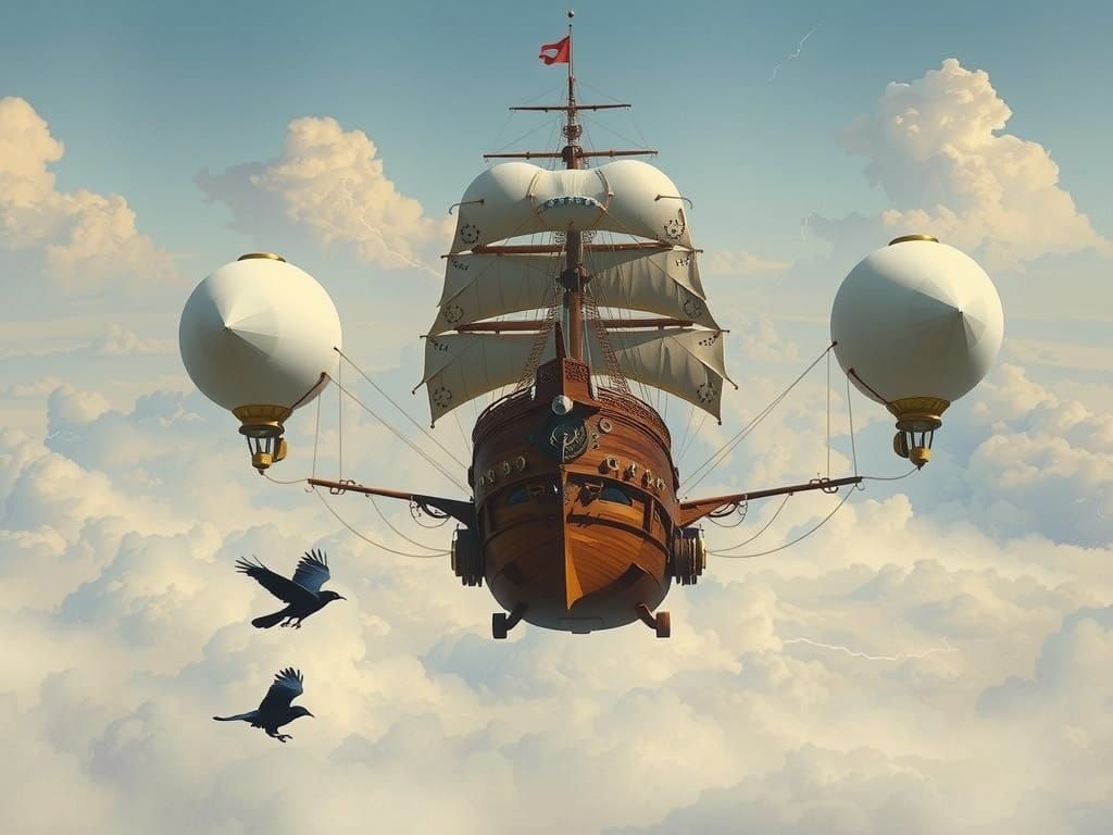 Steampunk flying ship