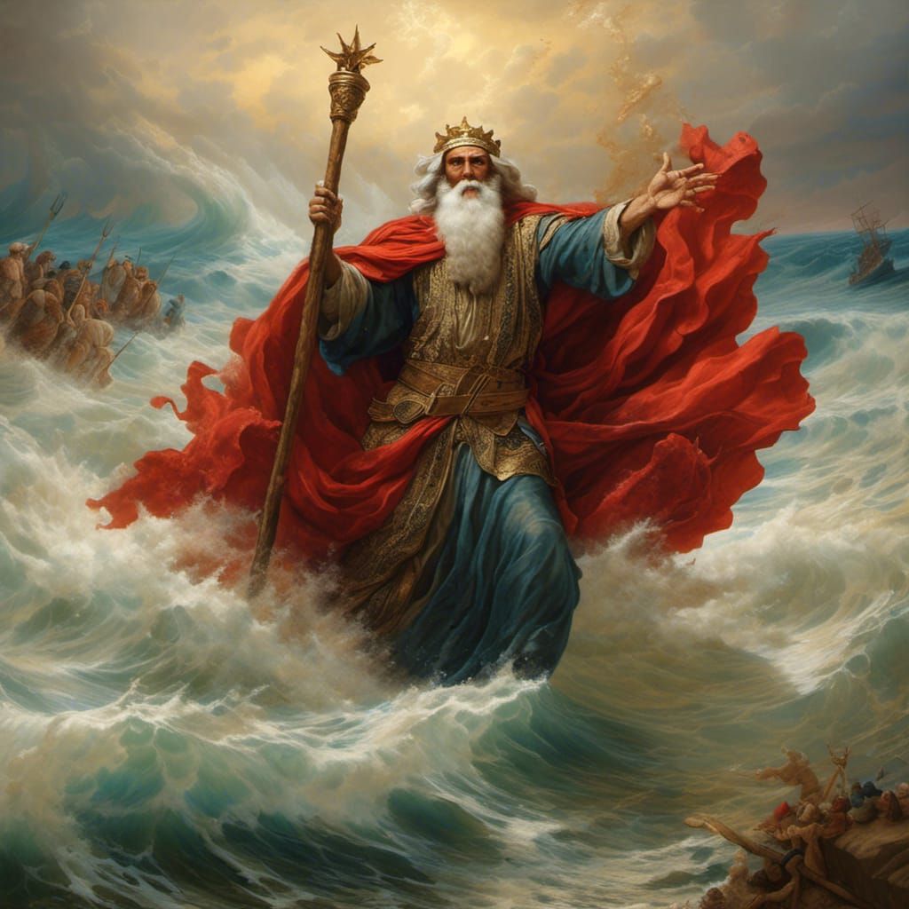 Moses Parts the Red Sea in Hyperreal Detail