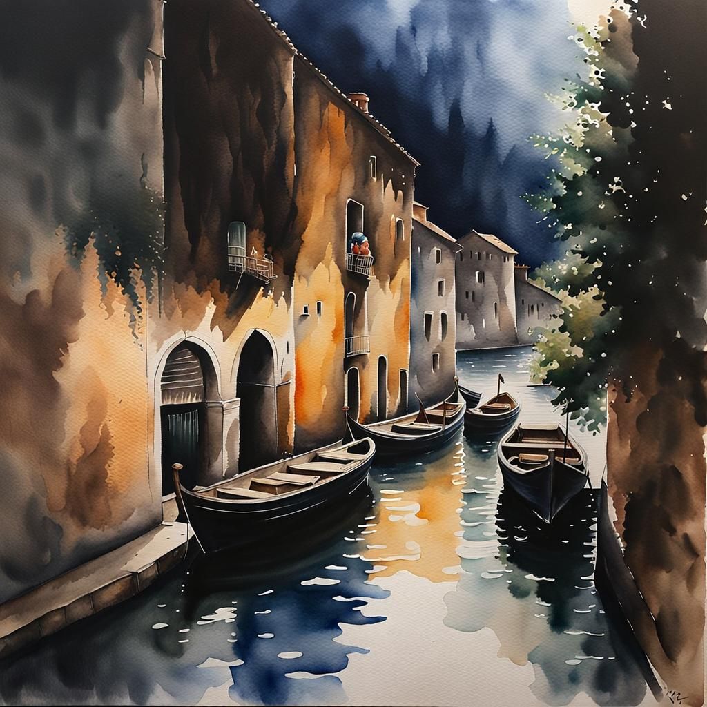 Dark Moody Watercolor Painting on Rough Paper