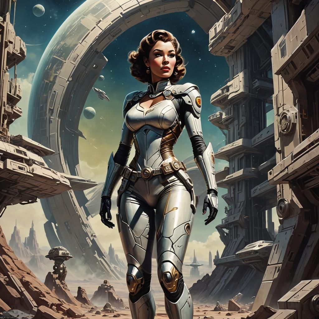 Sci-Fi Elf Salvager in Solarpunk Space Opera