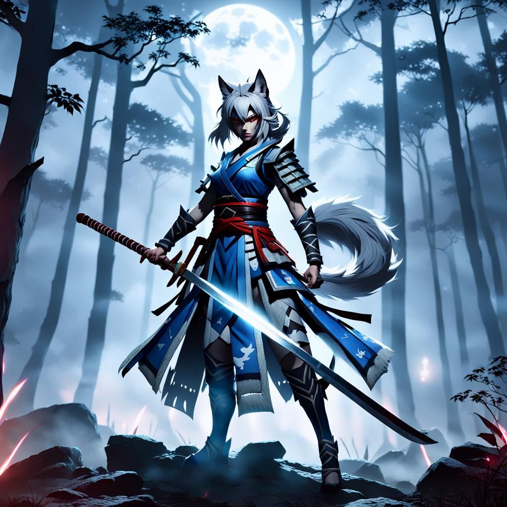 Raiden Shogun Wolf Girl with Samurai Sword
