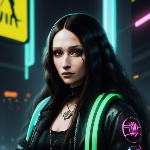 Mona Lisa in Cyberpunk 2099 Style