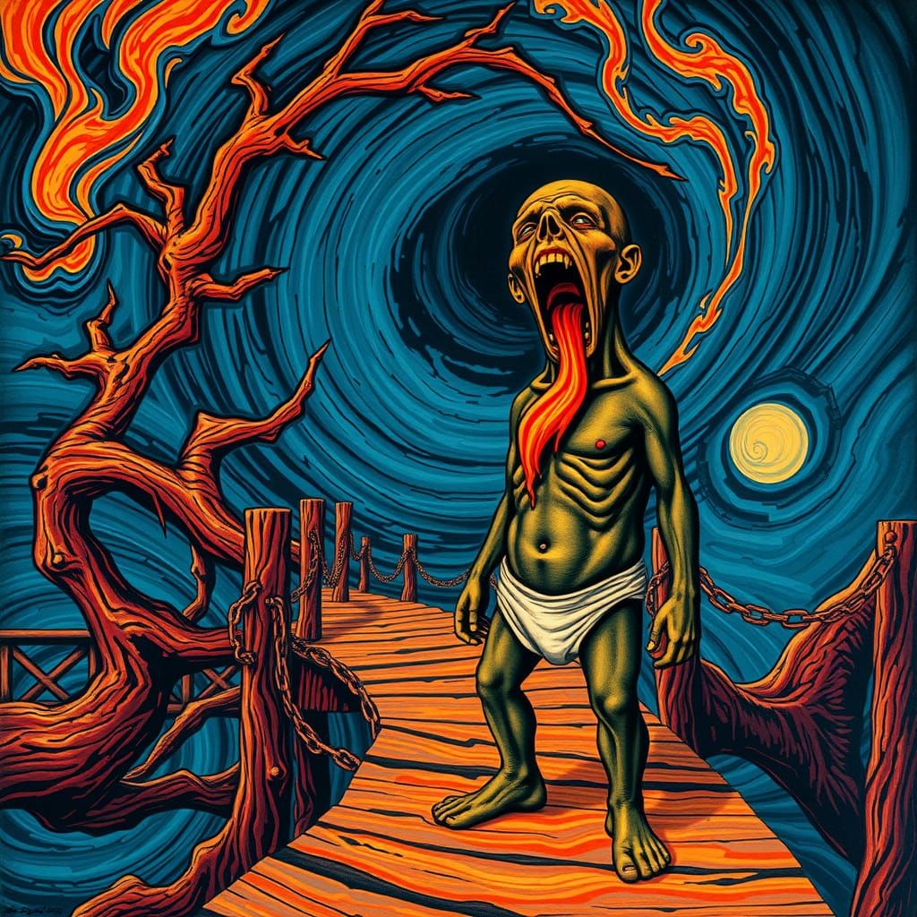 Lava Creature's Silent Scream: Maximalist Art