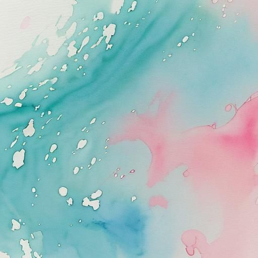 Abstract Watercolor Splatters in Teal and Pink