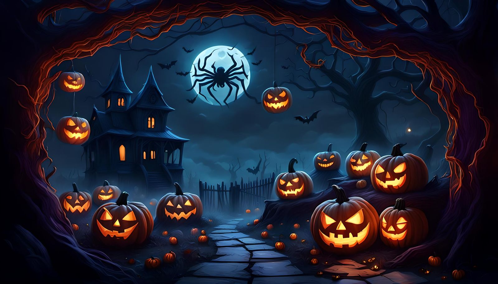 Halloween Word on Scare Background in Fantasy Art
