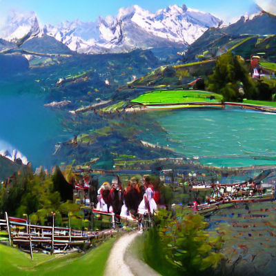 Scenic Swiss Alps Landscape with Lake