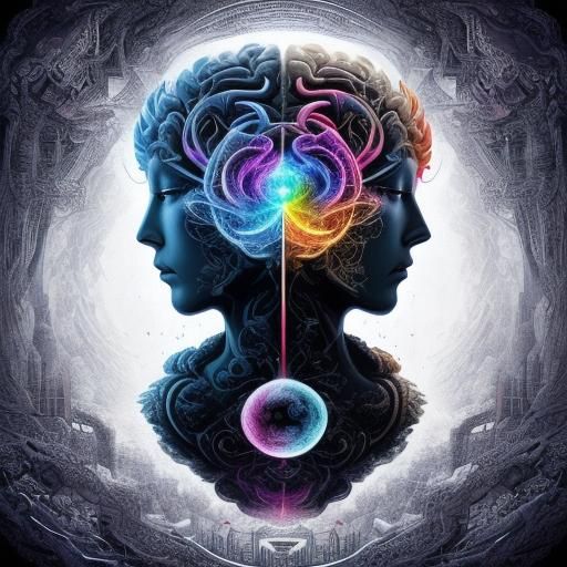 Yin Yang Brain in Maximalist Digital Painting