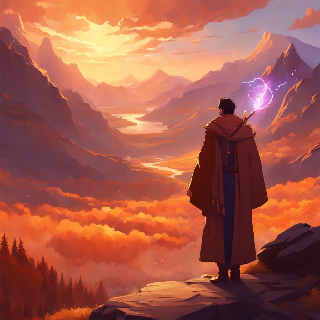 Epic Concept Art of a Heroic Wizard in a Mystical Atmosphere