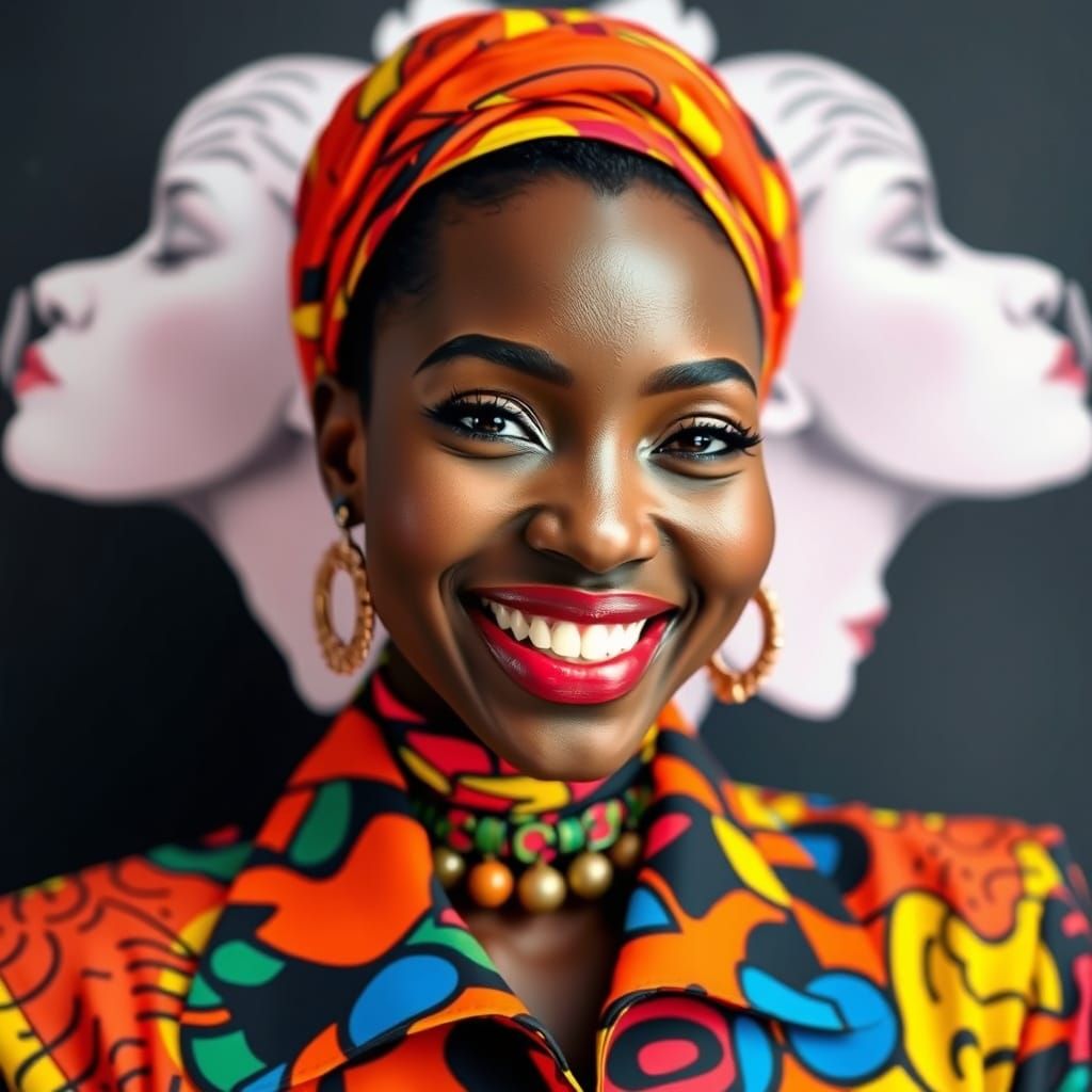 Vibrant Portrait with Avant-Garde Fashion, in Pop Art Style