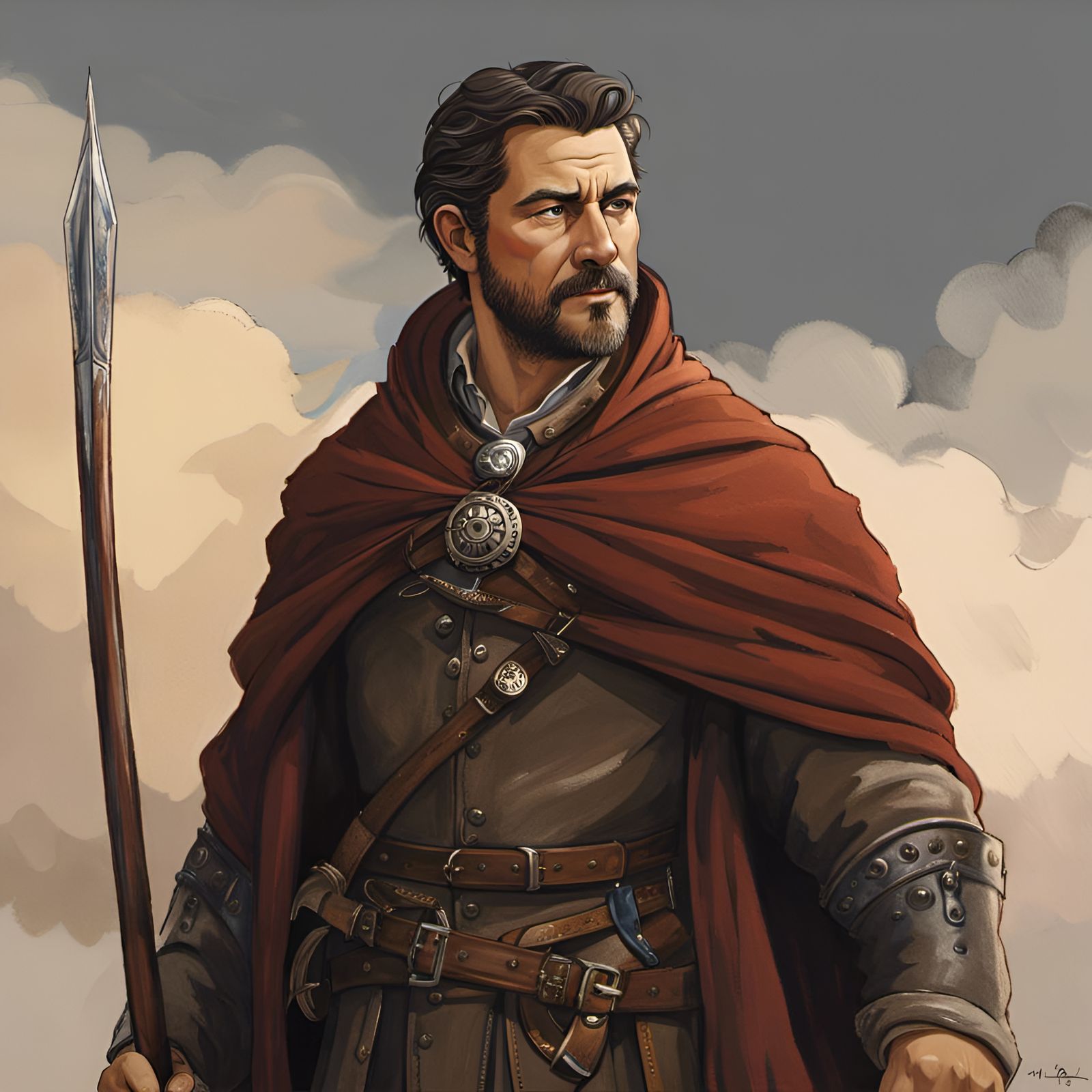 Chubby Man in Medieval Fantasy, Watercolor Ghibli Style