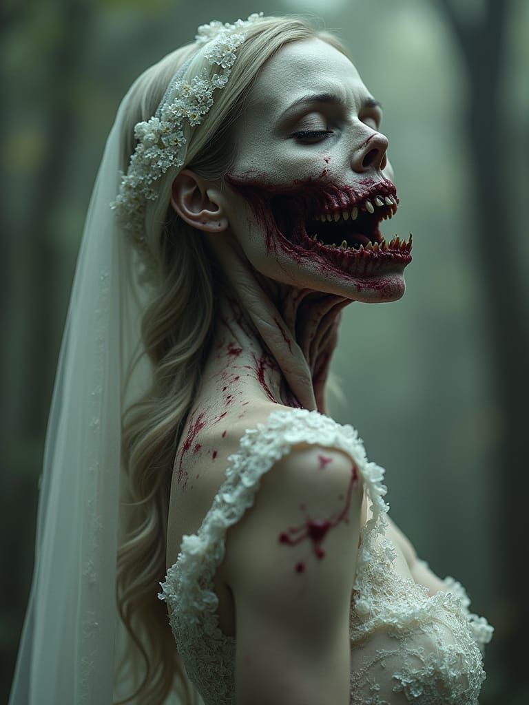 Dark Fantasy Zombie Bride in Rotting Flesh