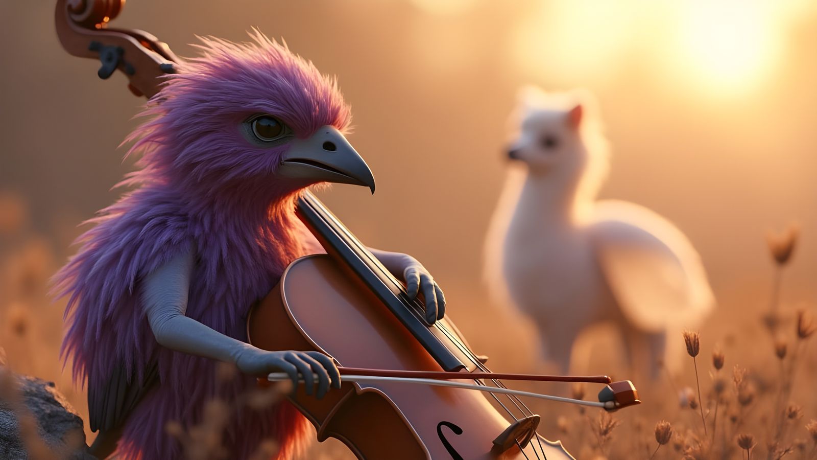 Hyper-Realistic Bird Maestro in Dreamlike 3D Portraiture