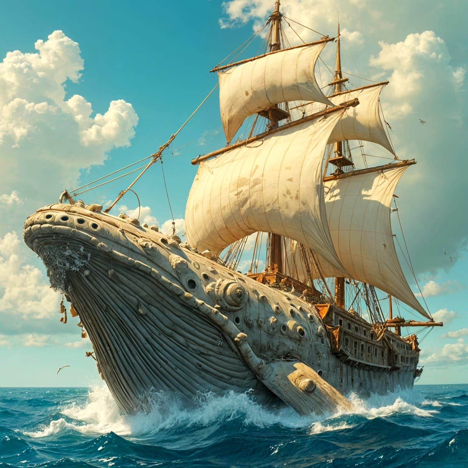 Whale Sailing Vessel in Steampunk Style