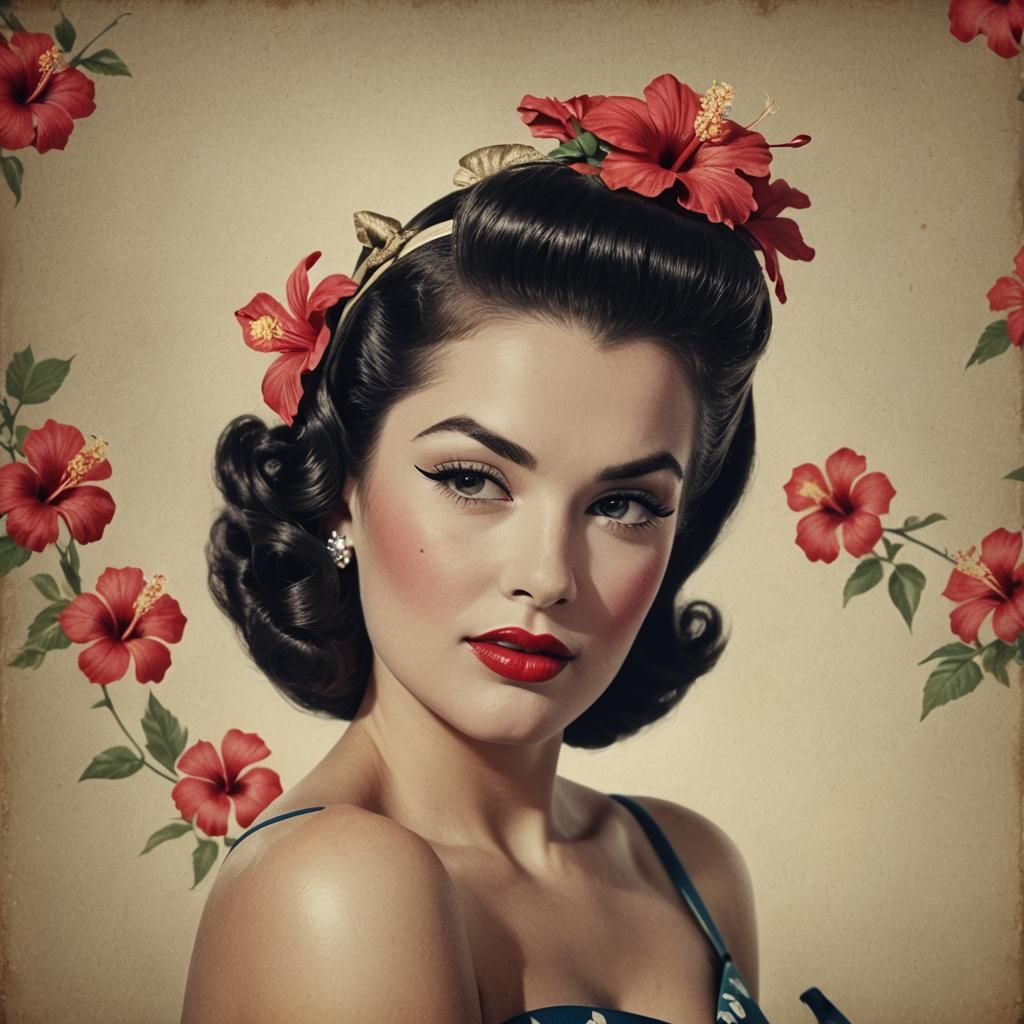 1950s Pin-Up Portrait with Cinematic Film Style
