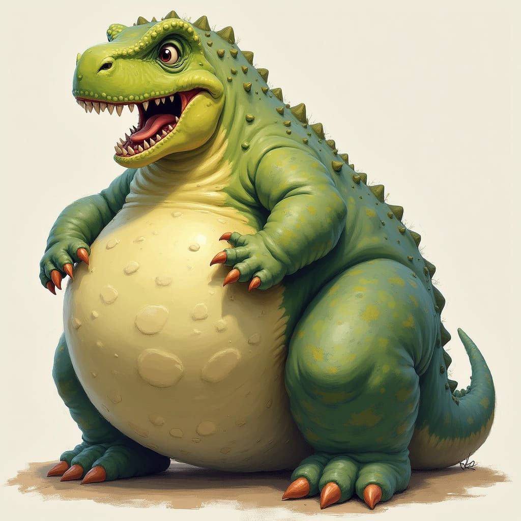 Jiggly Dinosaur in Whimsical Artistic Style