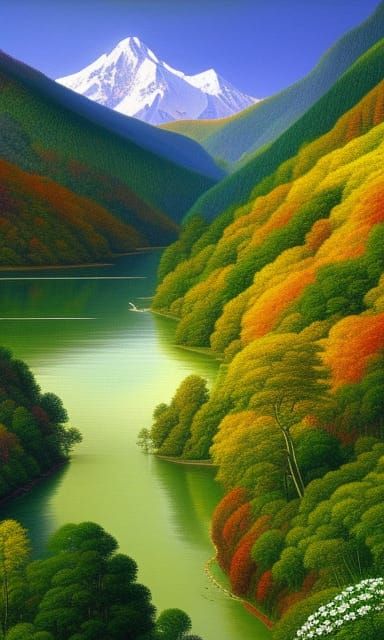 Annapurna, Nepal in Summer as Digital Impressionism