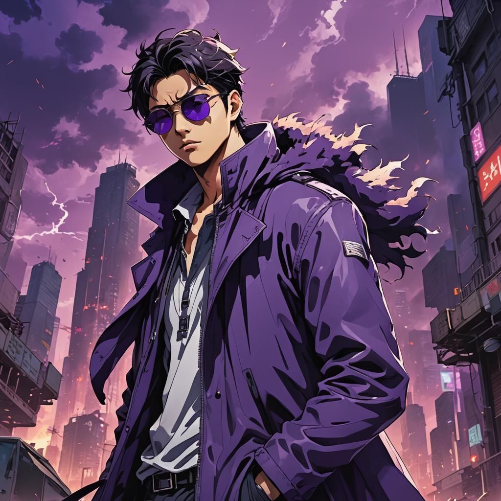 Anime Character in Wasteland with Purple Gas