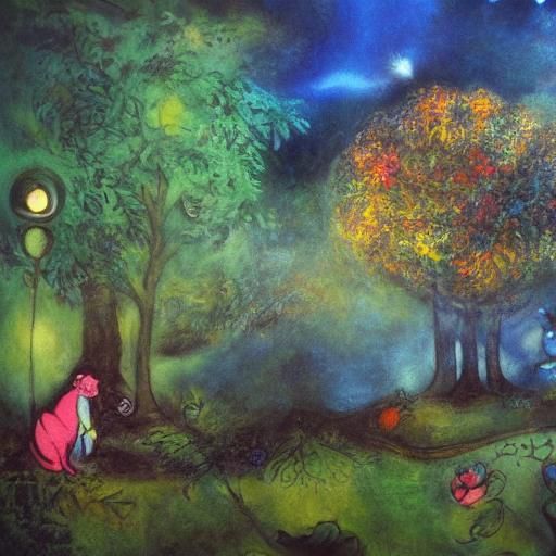 Cat Explorer in Mystical Forest, Dreamlike Fantasy Art