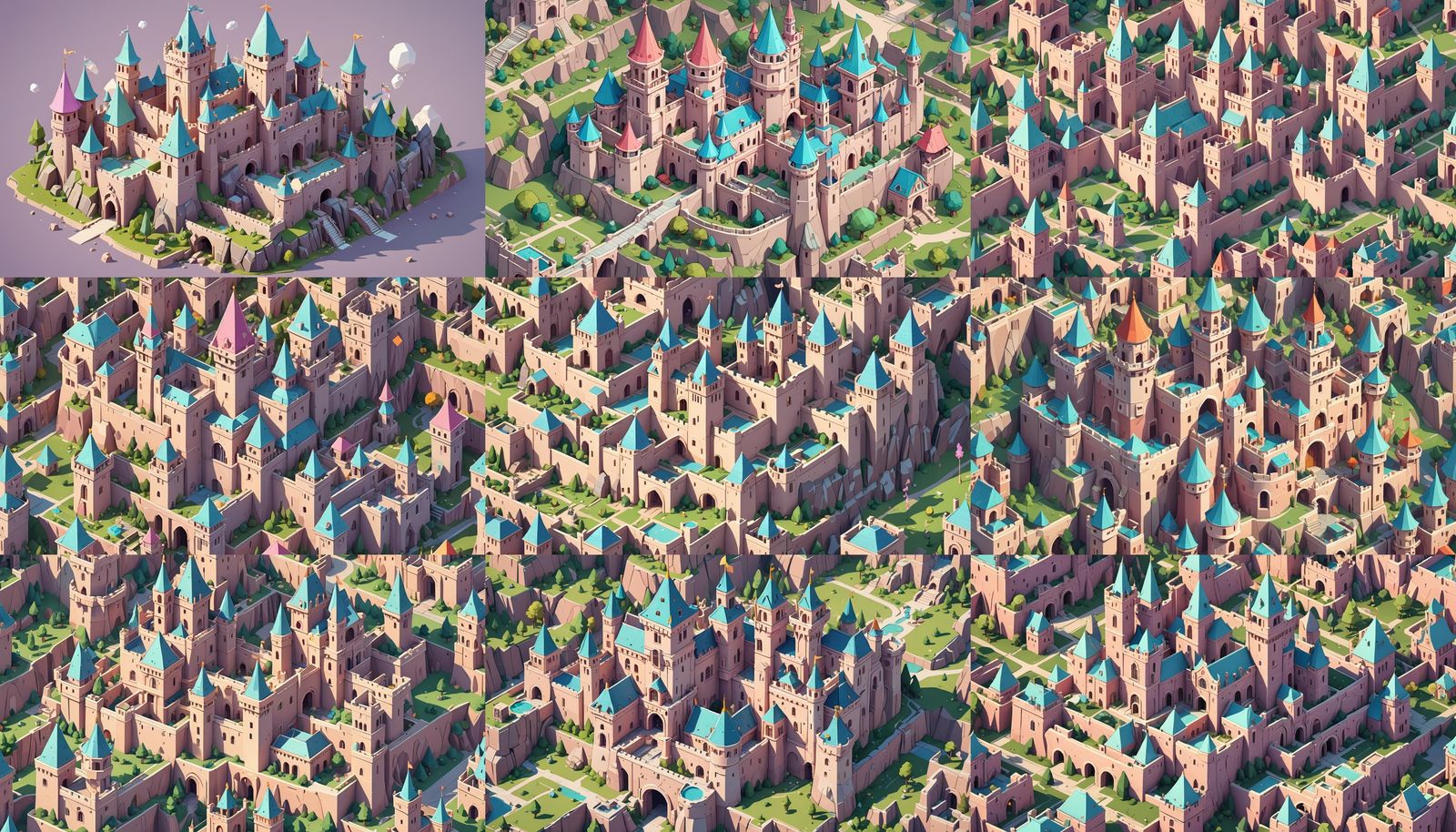 Cutesy Low-Poly Walking Fortress Concept Art