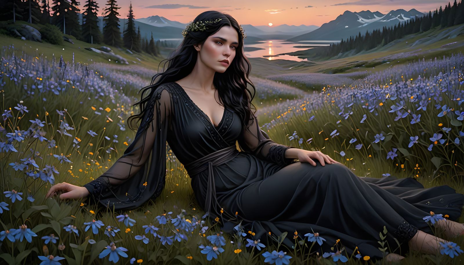 Moonlit Enchantress in Nordic Twilight