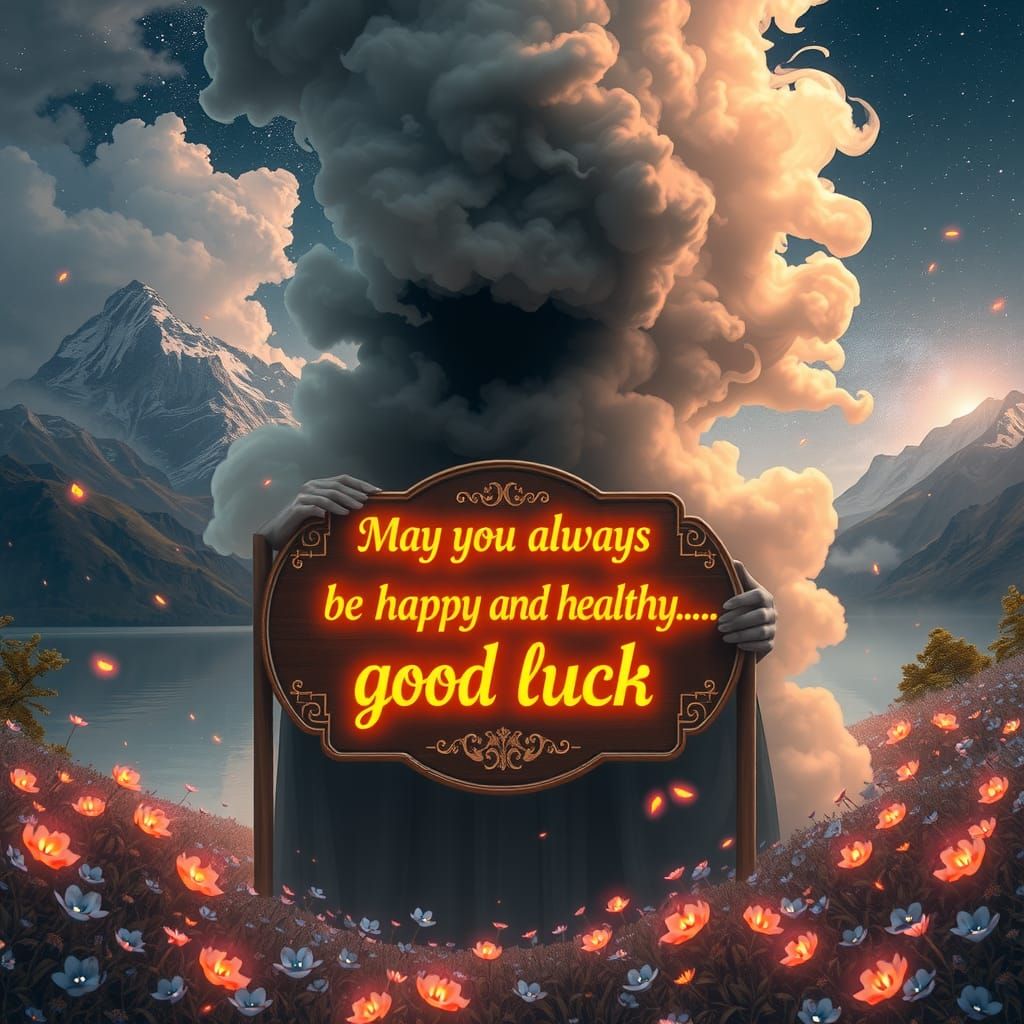 Ethereal Smog Woman in Fantasy Landscape