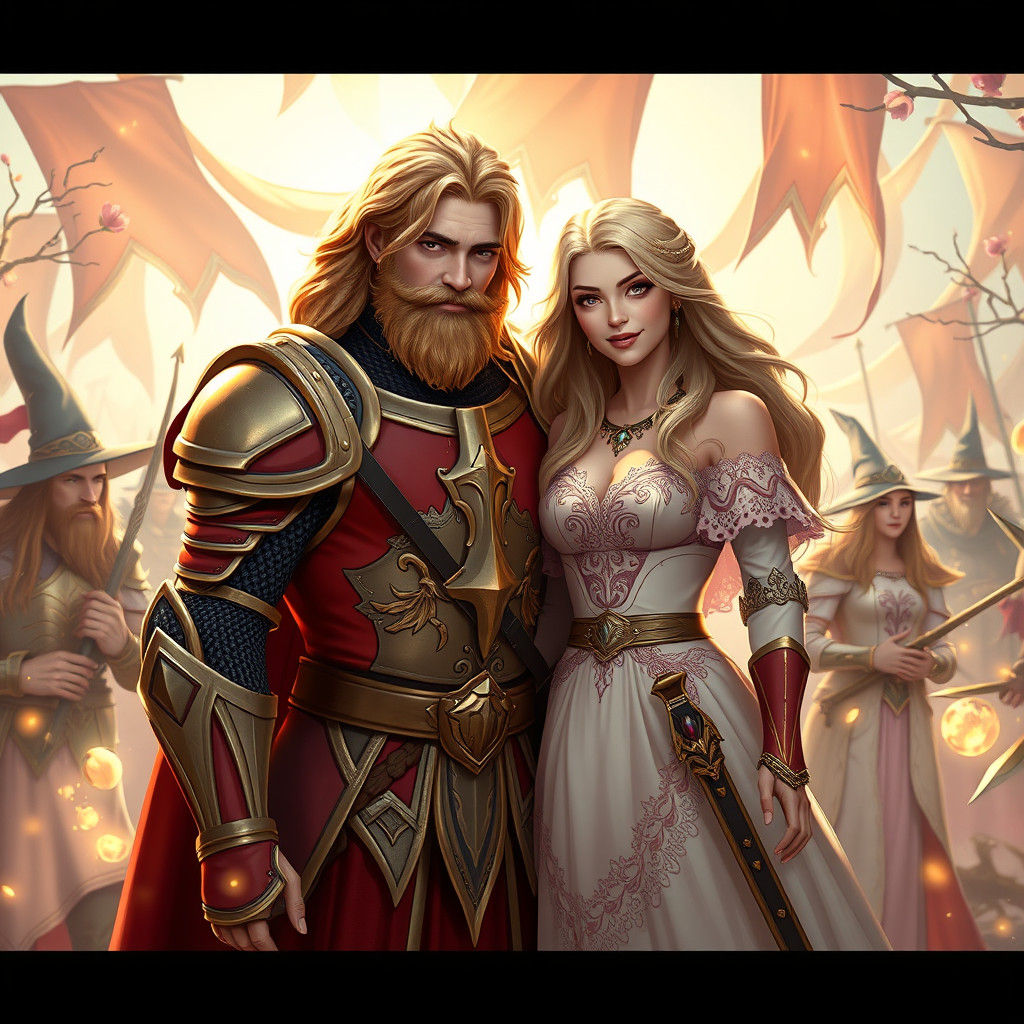 Fantasy Knight and Maiden in Celebration