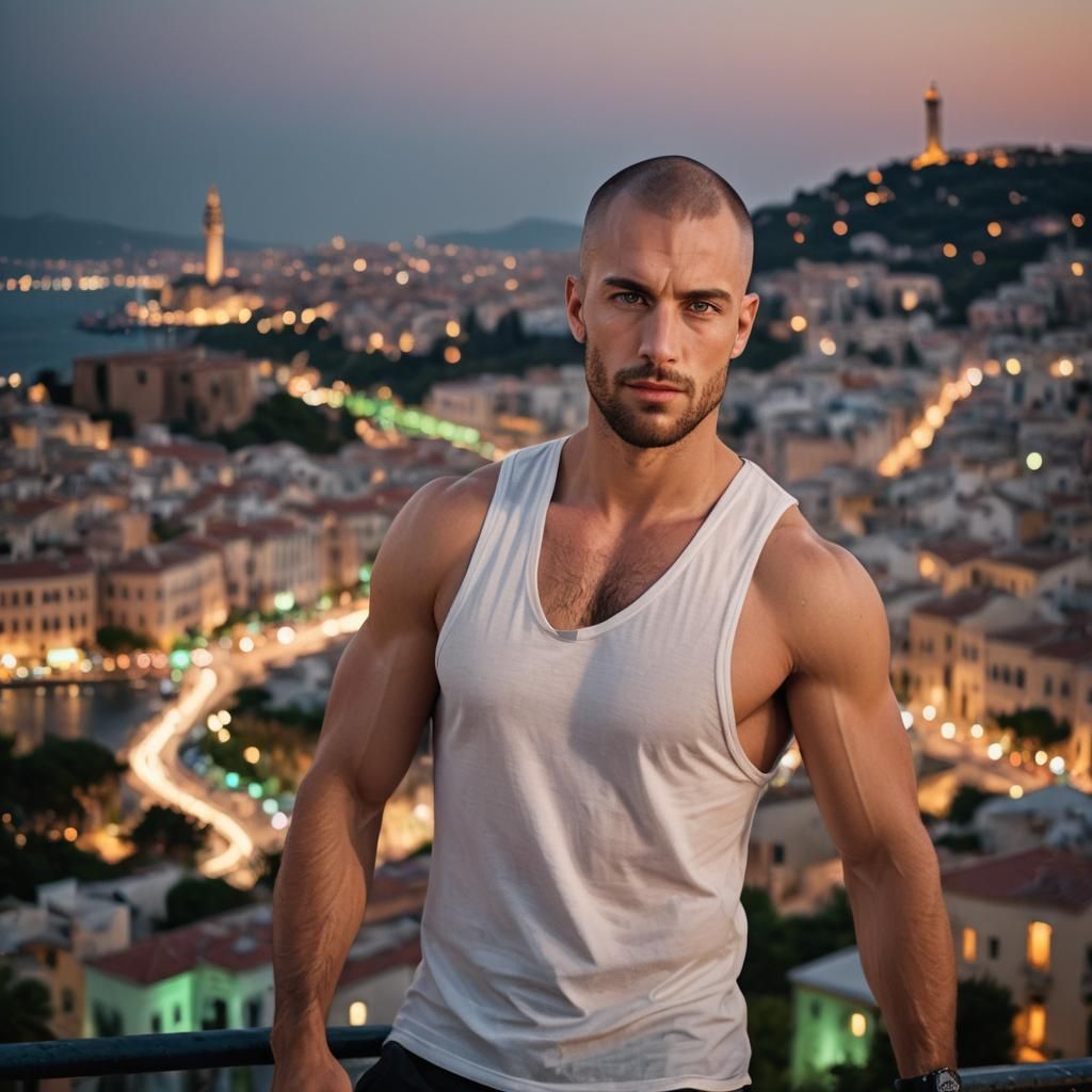 Handsome Man in Mediterranean Cityscape: Professional Photog...